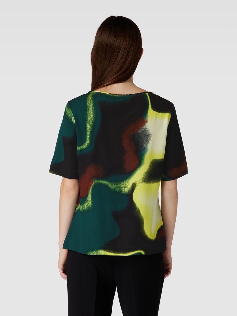 Blusenshirt aus reiner Viskose mit Allover-Muster in bottle