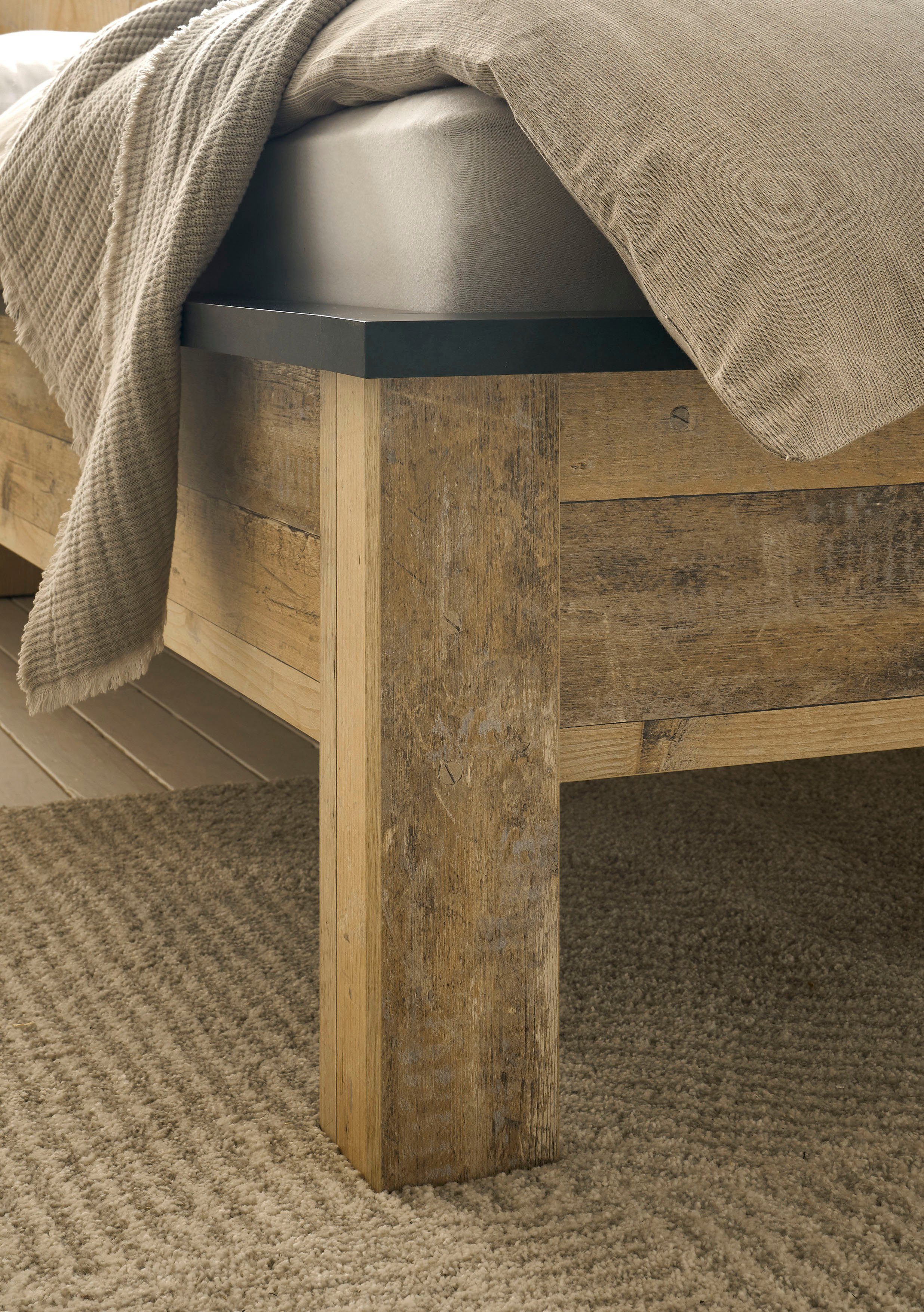 Home affaire Bettanlage SHERWOOD, (2-St), Liegefläche Bett 90x200cm, Nachttisch mit 1 Schublade