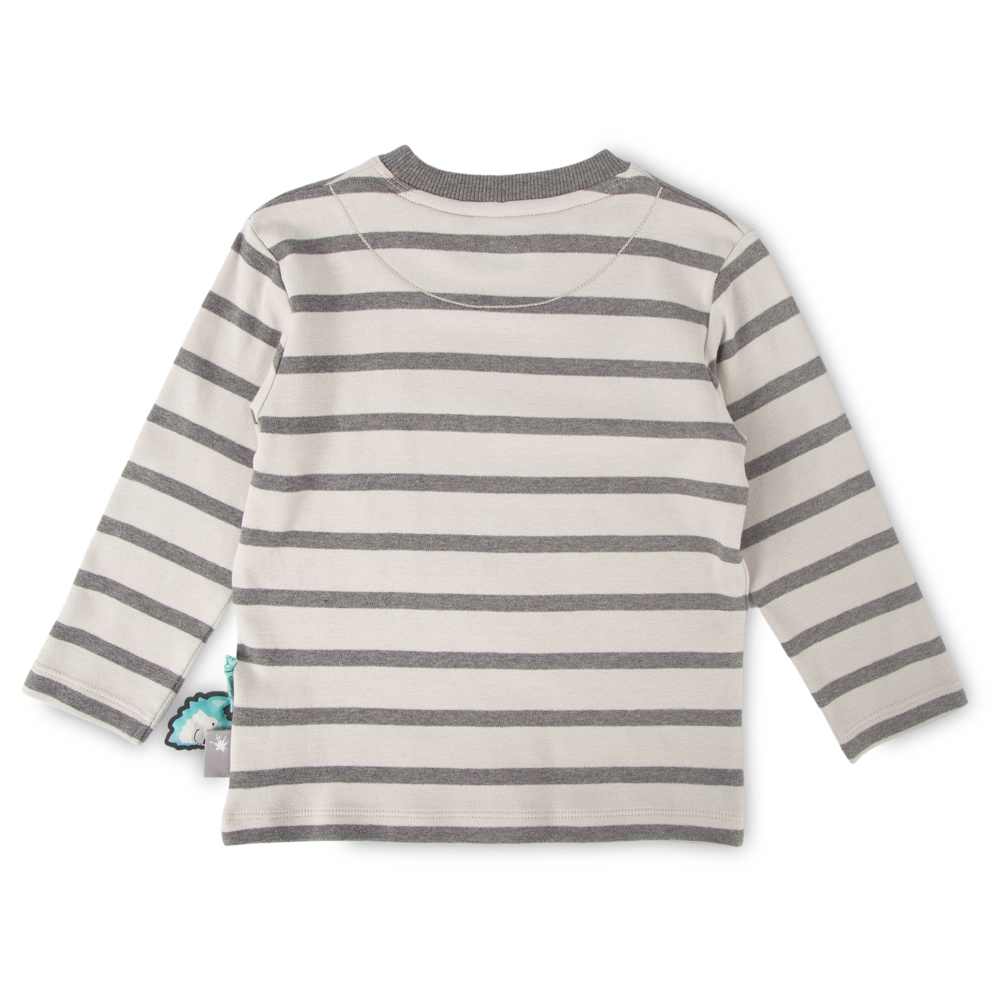 Kinder Langarmshirt mit Wal Motiv, grau geringelt