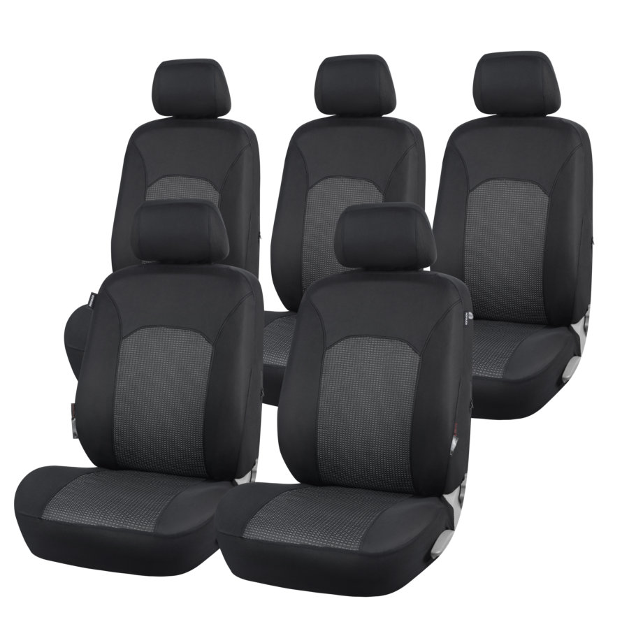 NORAUTO Sitzbezug-Komplettset FAMILY 15-teilig, für Minivans mit 3 Einzelsitzen hinten, Design MERCURY  - ATU