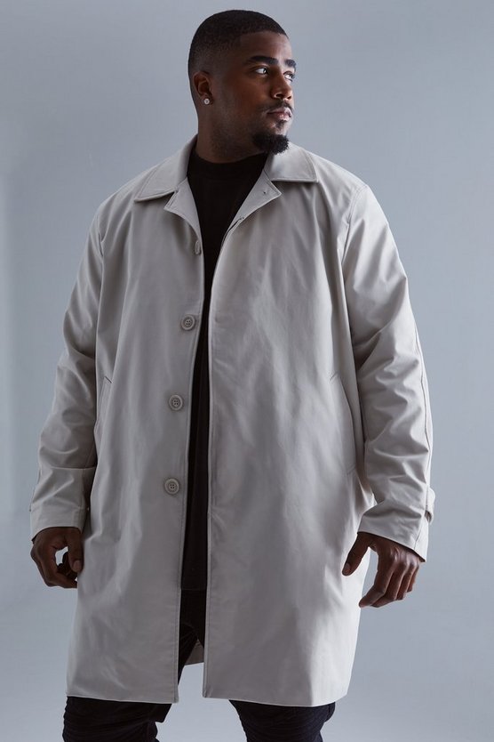 Plus einreihiger Poly Twill Regenmantel
