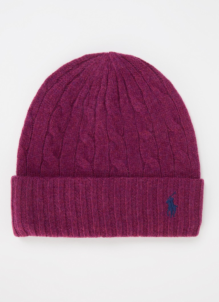 Ralph Lauren  Ribgebreide muts in in kasjmierblend met logoborduring