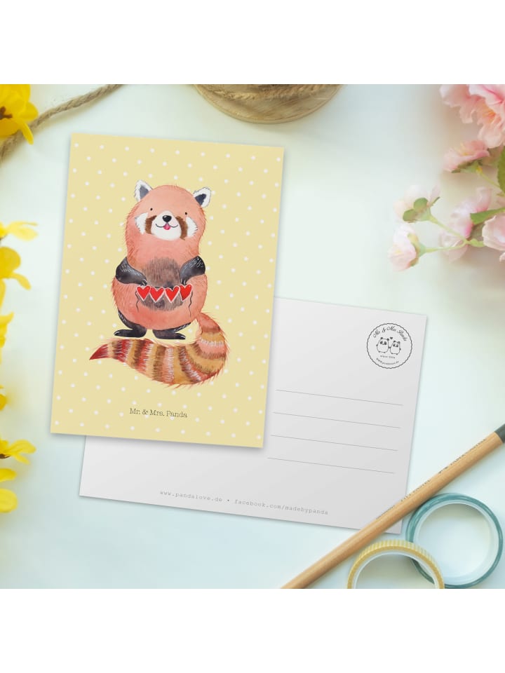 Mr. & Mrs. Panda Postkarte Roter Panda ohne Spruch in Gelb Pastell günstig kaufen onesize