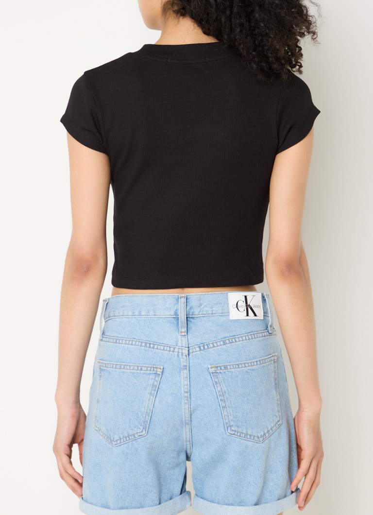 T-shirt corta a coste di Calvin Klein con logo ricamato