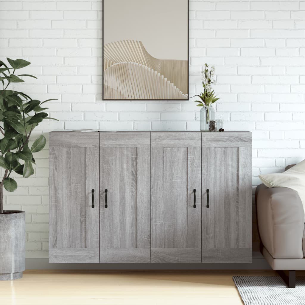 vidaXL Sideboard Wandschränke 2 Stk. Grau Sonoma Holzwerkstoff (2 St)