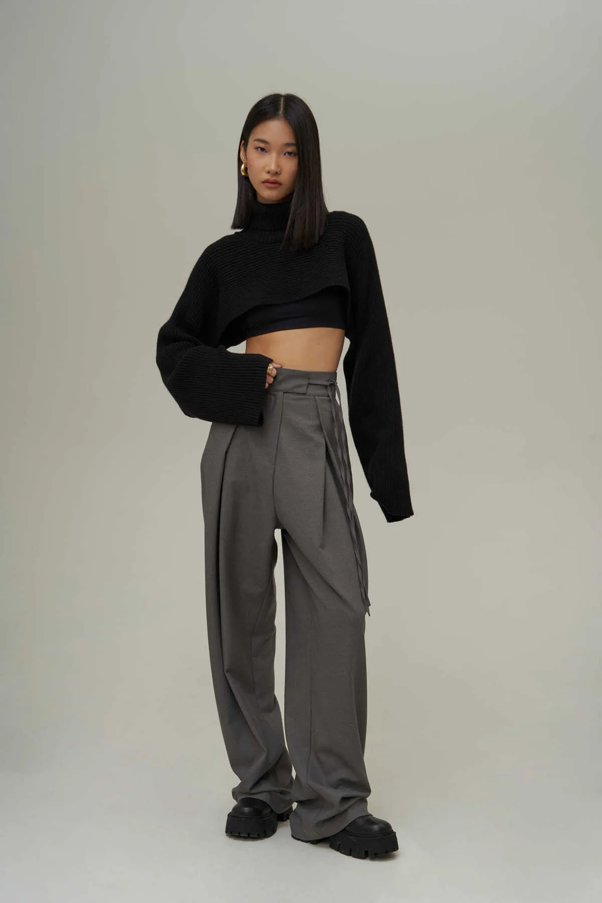 MAİ COLLECTİON  Carmen Palazzo Dunkelgeräucherte Hose