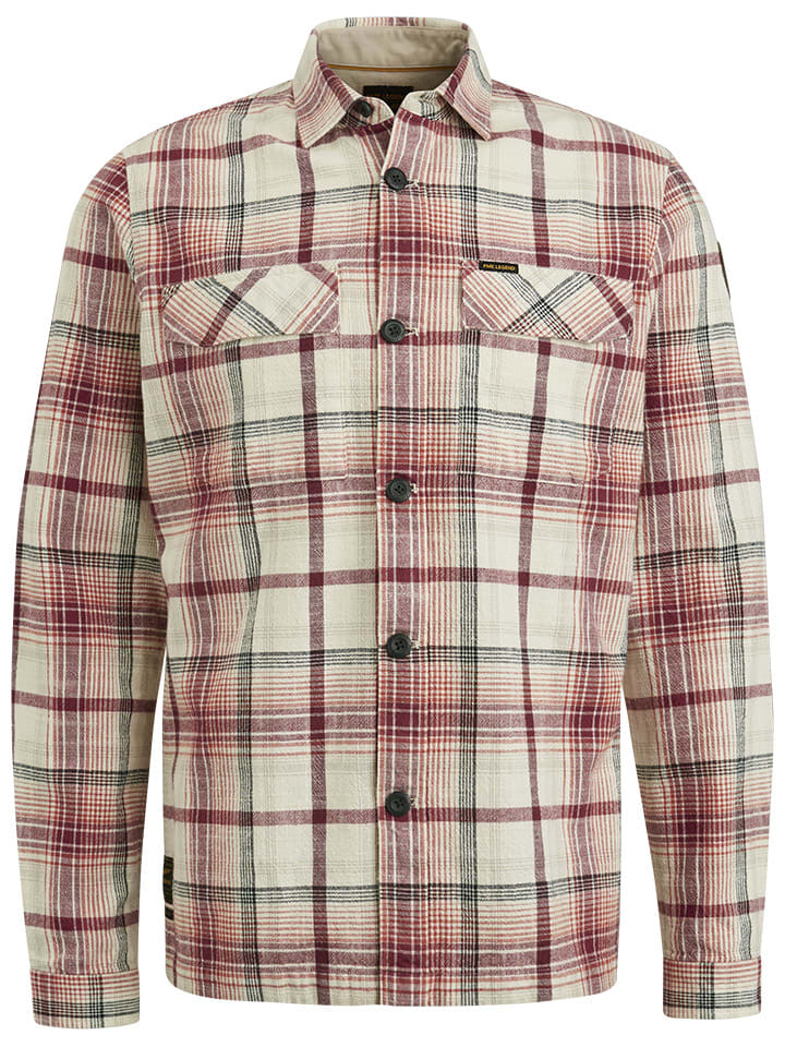 PME Legend Hemd - Regular fit - in Beige/ Rot günstig kaufen
