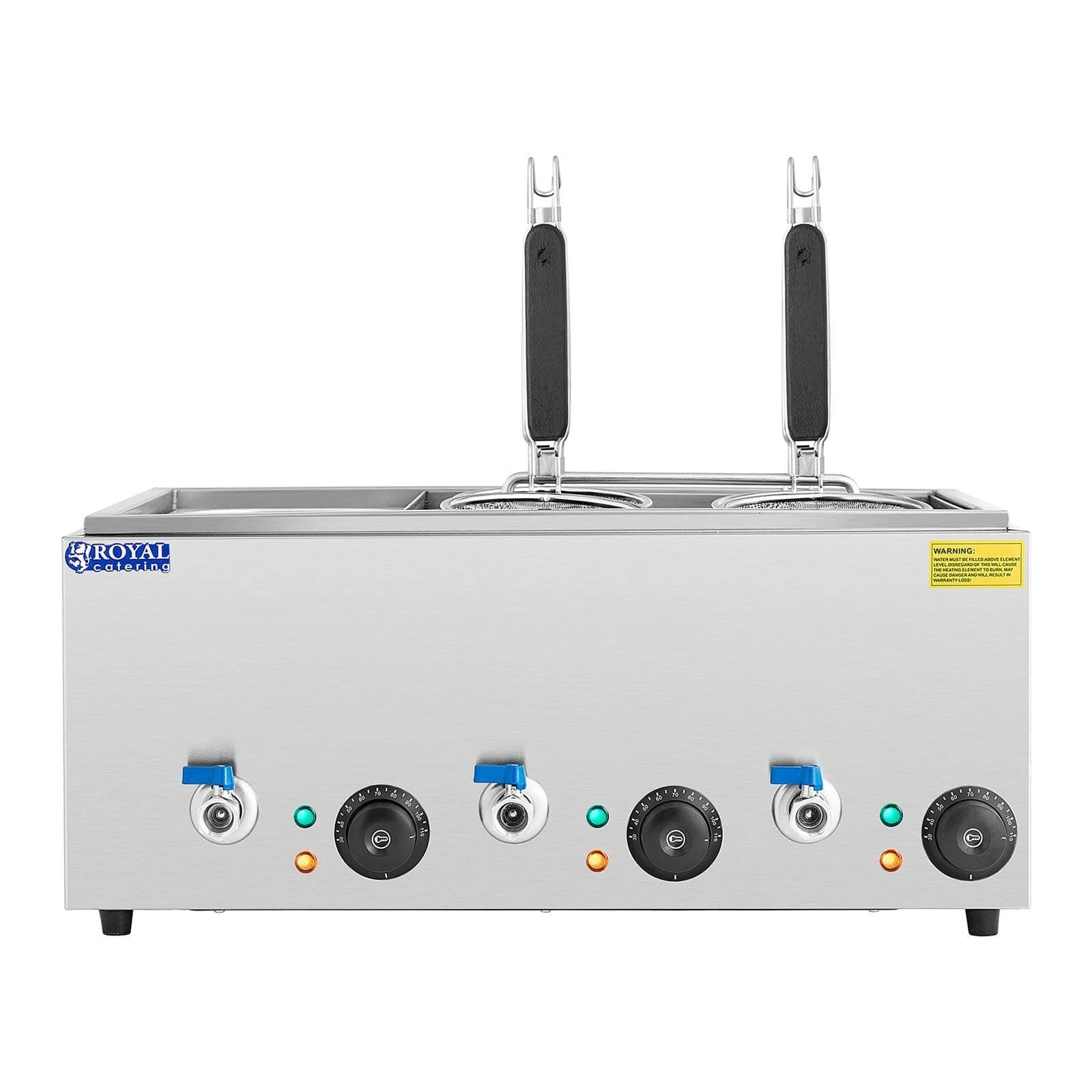 Royal Catering Nudelmaschine Nudelkocher mit 4 Körben Pastakocher Pasta-Station GN 1/3 Behälter 30, 3,000 W