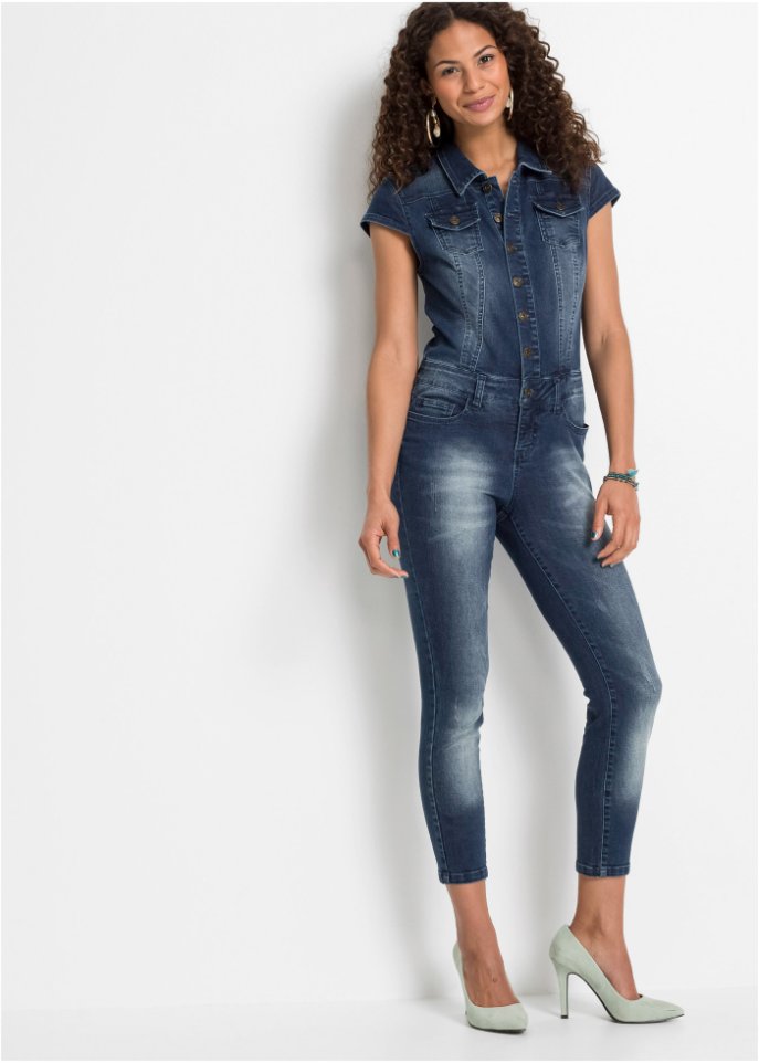 Jeans-Jumpsuit mit Knöpfen