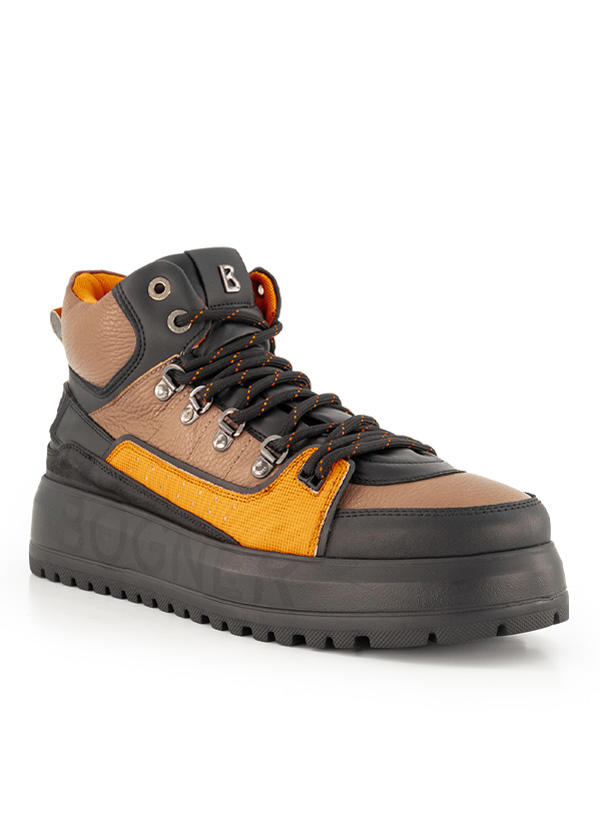 BOGNER, Schnürboots Antwerp, Leder-Mix, taupe-orange-schwarz