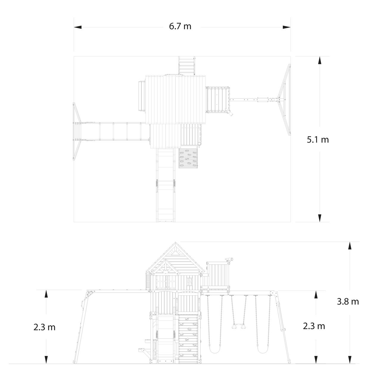 Backyard Discovery Skyfort II Spielturm mit Schaukel, Rutsche, Klettergerüst und Aussichtsturm
