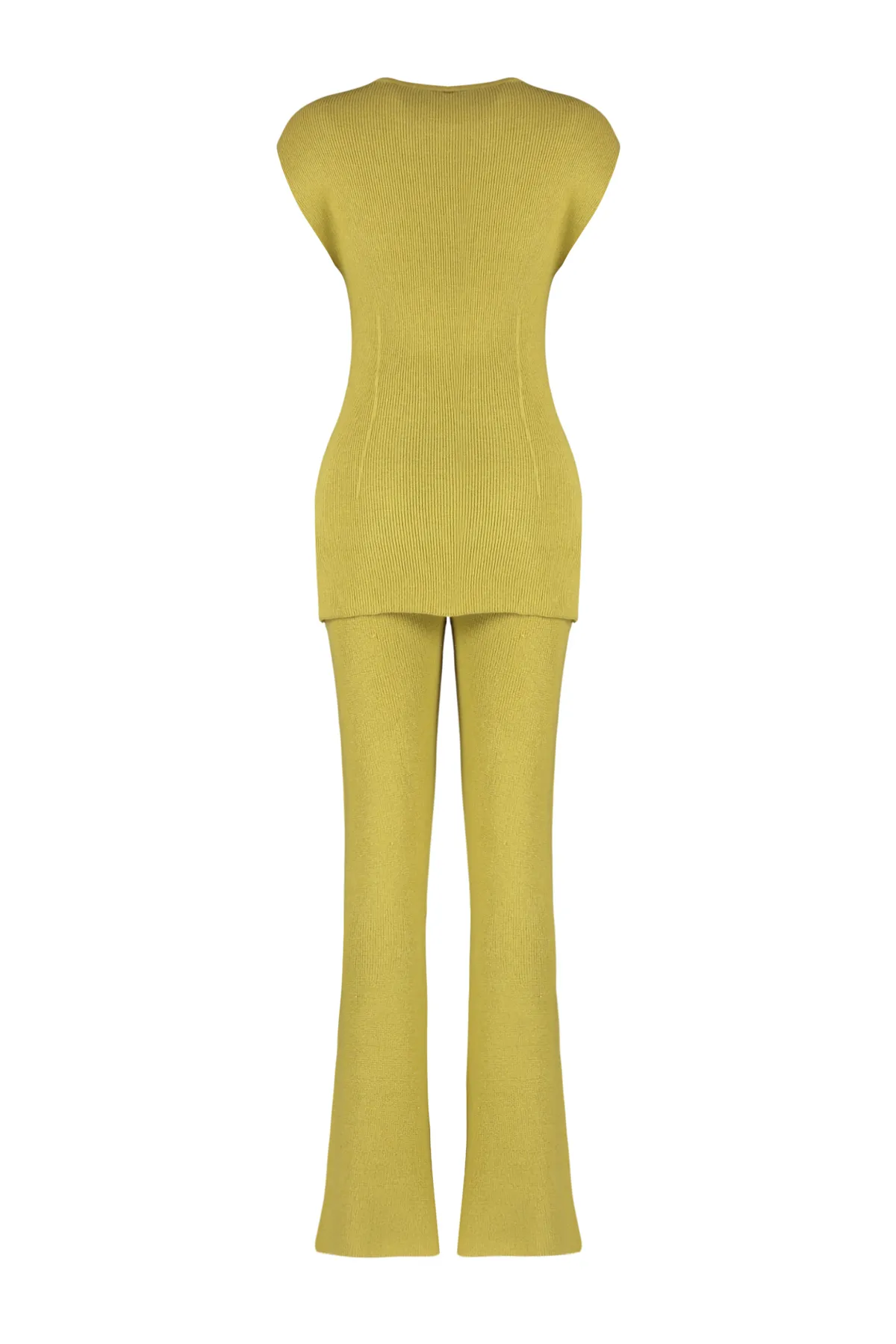 Trendyol Collection  Grünes, dünnes Baumwoll-Bluse-Hose-Strickoberteil- und -unterteil-Set TWOSS24AU00115