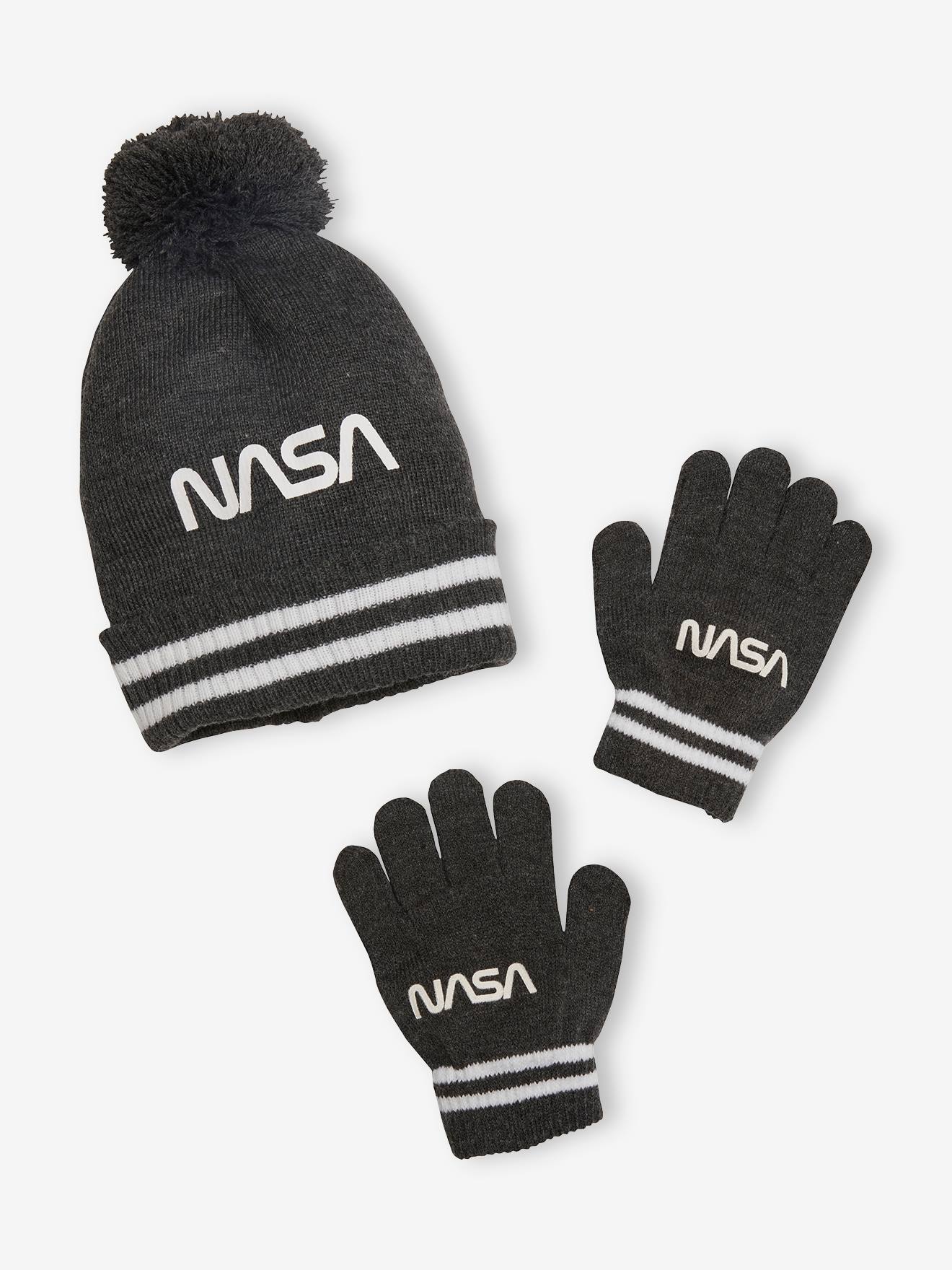 Nasa Kinder-Set NASA: Mütze & Handschuhe - anthrazit