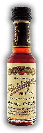 Radeberger Kräuterlikör 0,02 Liter Radeberger Kräuterlikör 0,02 Liter Sächsische Kräuterlikör Spezialität. 0,02	 Liter - Vol 35%