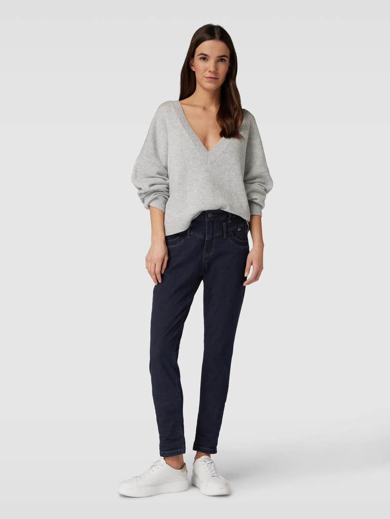 Regular Fit Jeans mit Label-Details Modell 'Florida' in dunkelblau
