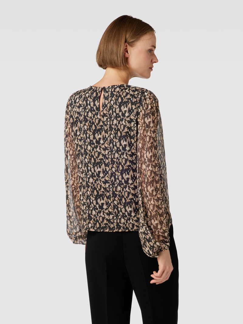 Bluse mit Rundhalsausschnitt Modell 'FALIA' in schwarz