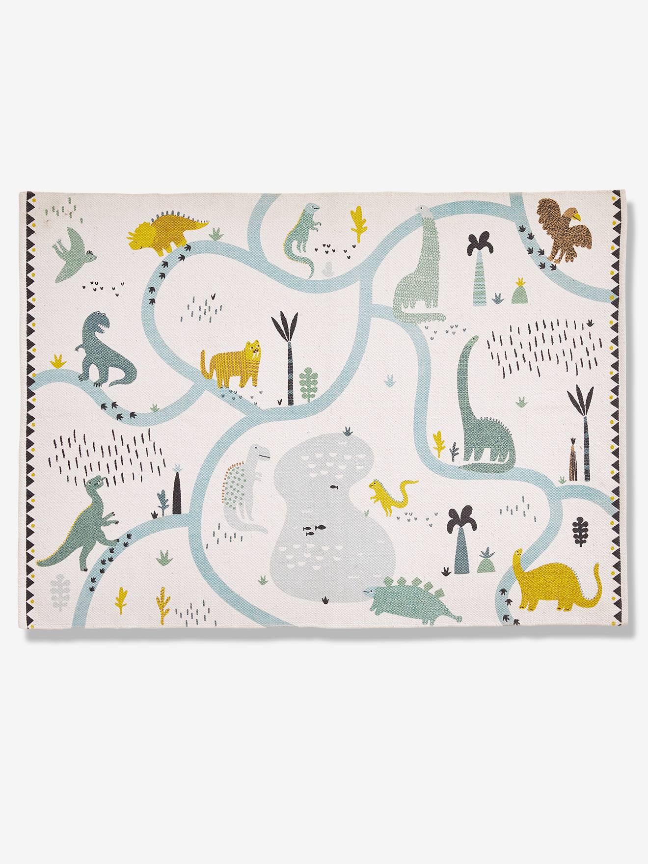 Tapis circuit DINOSAURE écru / multicolore