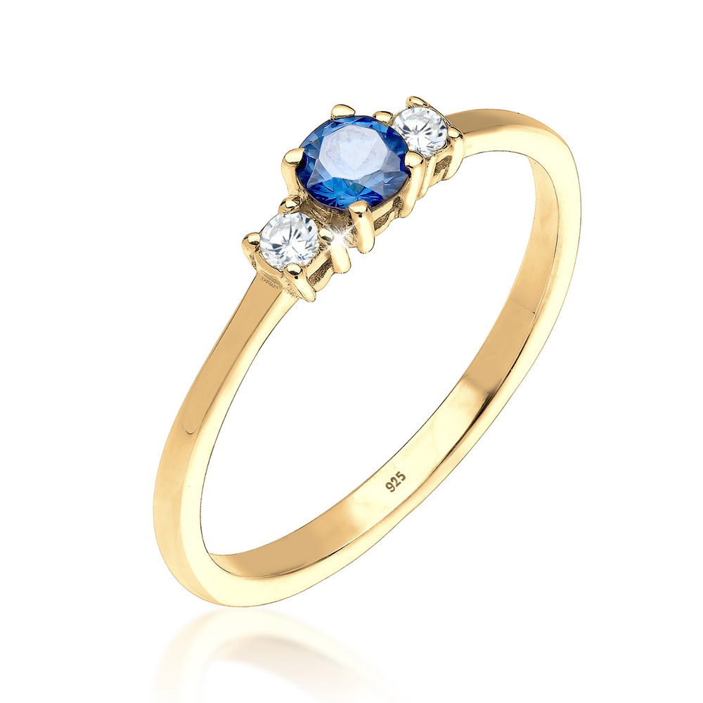 Elli Elli Bague Femmes Fiançailles Classique avec Saphir Synthétique et Cristaux de Zi Bague