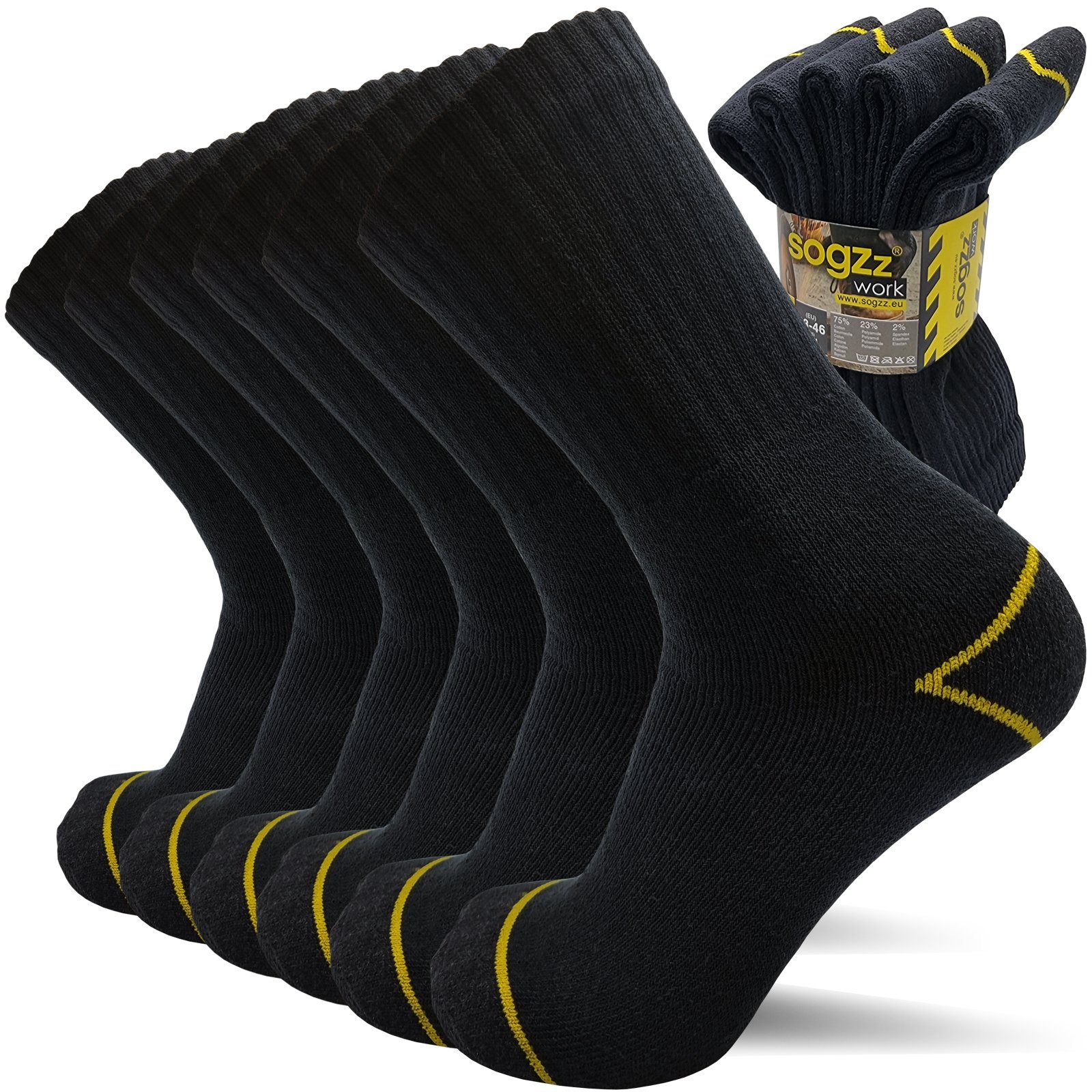 sogzz Arbeitssocken 5-60 Paar Socken Herren Schwarz 75% Baumwolle Work Arbeit Socken (Modell: Work Basic, 5-Paar)