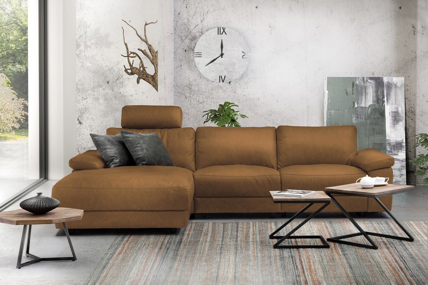 KAWOLA Ecksofa LOLA XL, Sofa Stoff od. Leder, Recamiere rechts od. links, versch. Farben