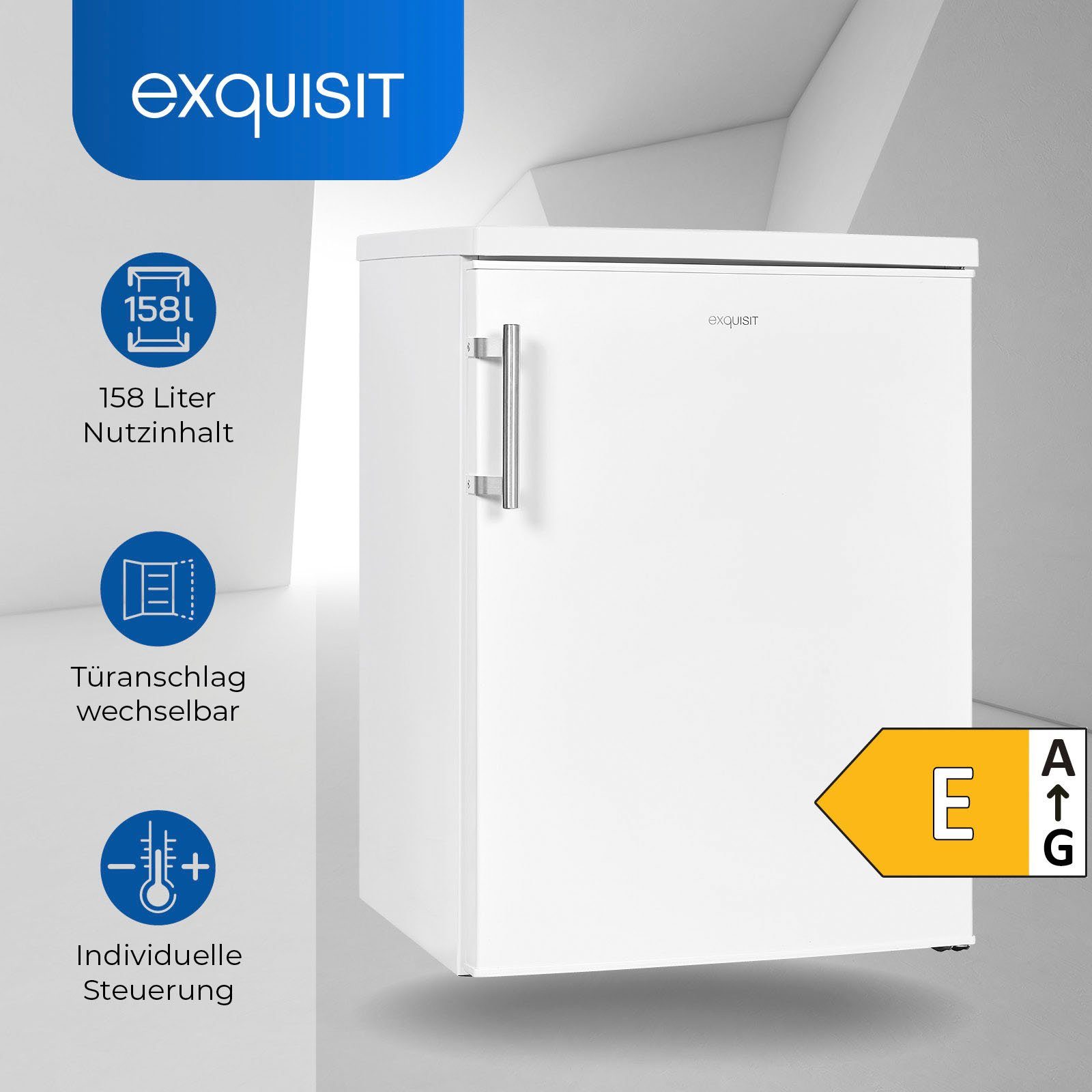 exquisit Vollraumkühlschrank KS18-V-H-170E weiss, 85,0 cm hoch, 60,0 cm breit