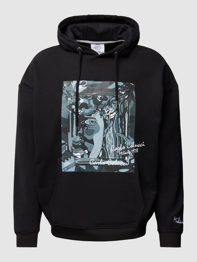 Hoodie mit Motiv-Print in schwarz