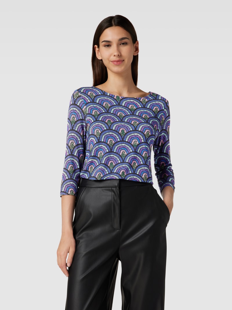 T-Shirt mit 3/4-Arm in dunkelblau