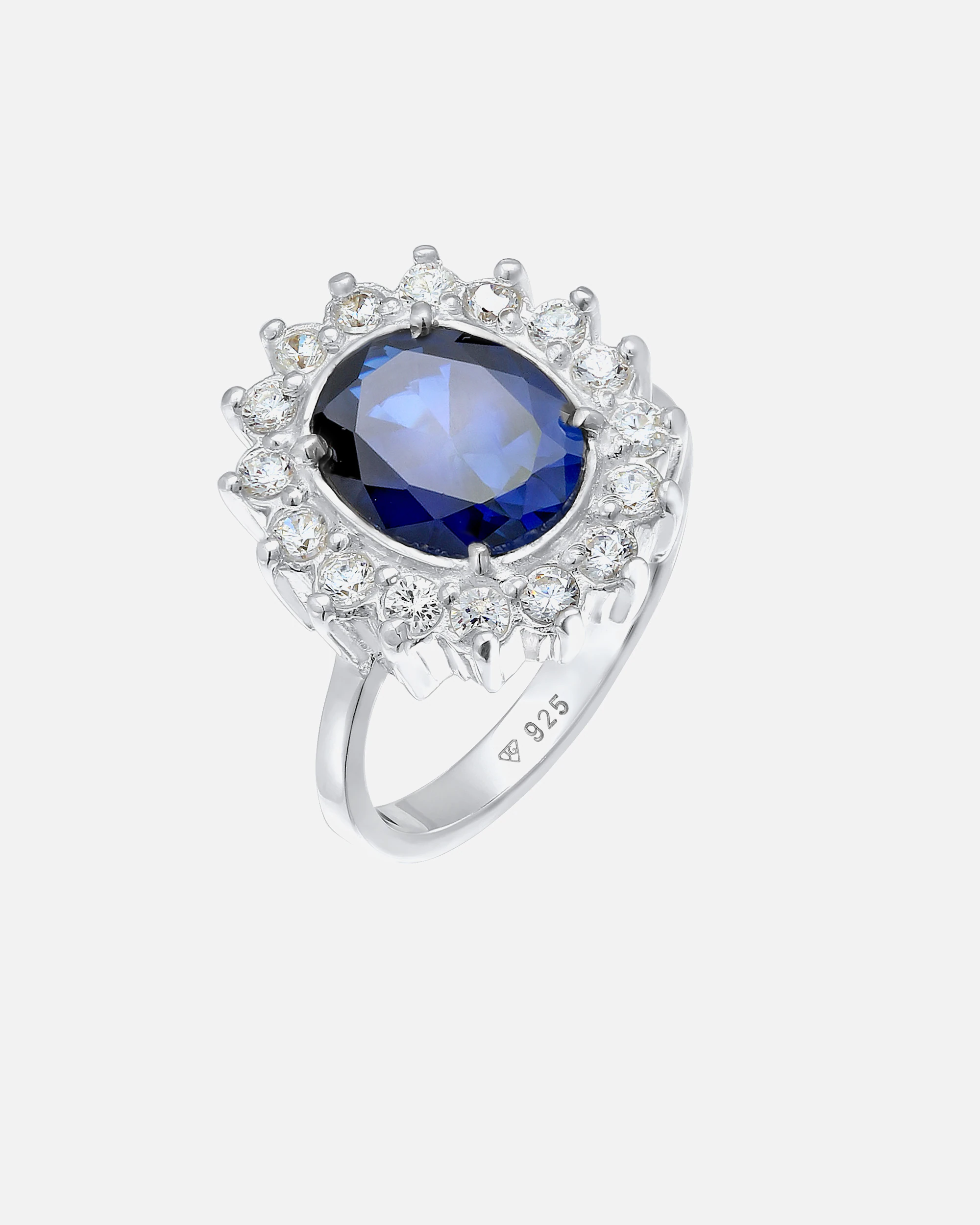 Elli Women's Royal Cocktail Ring with Synthetic Sapphire and Zirconium in 925 Sterling Silver