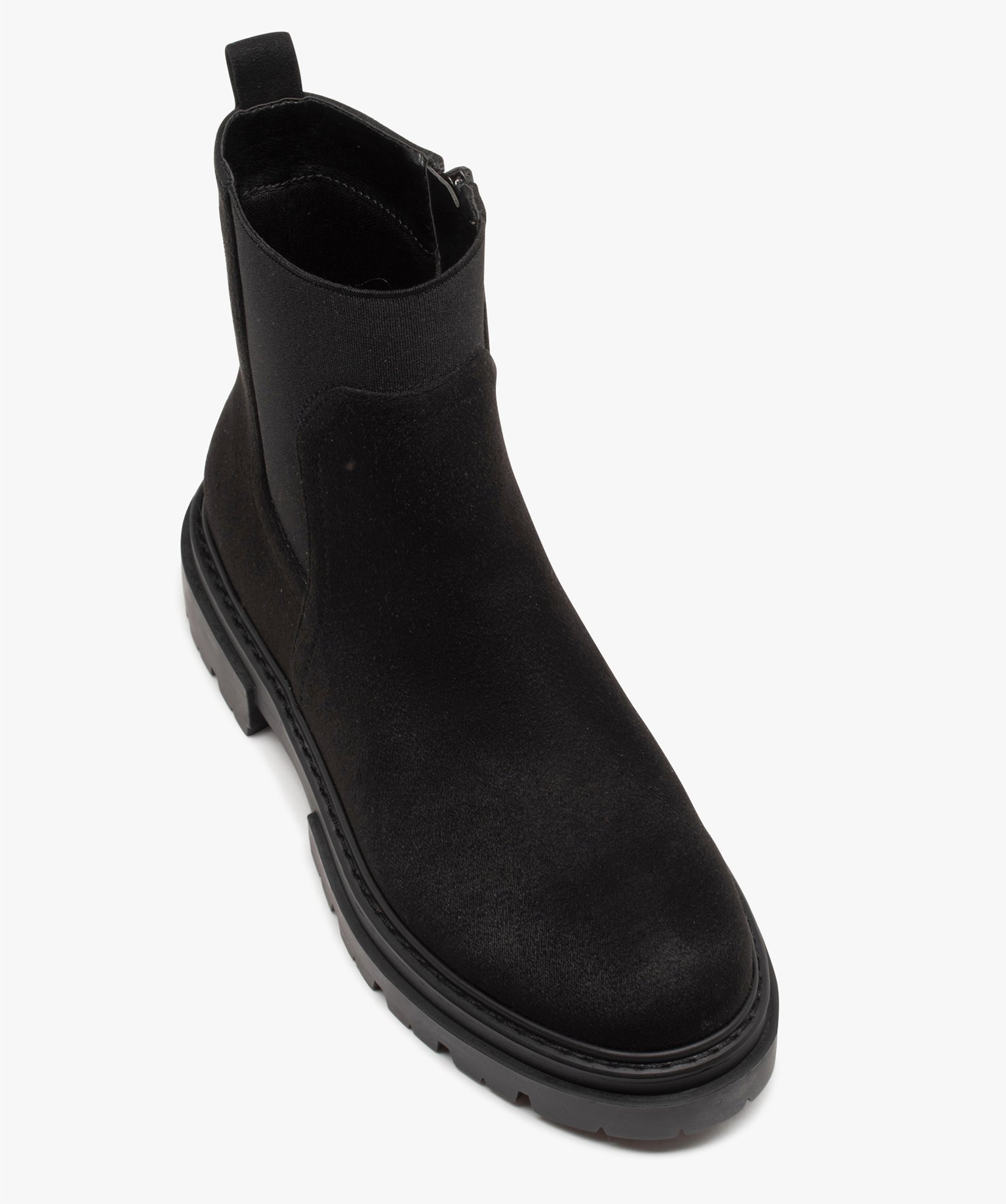 Boots en suédine, à tige élastique et semelle crantée noir | GEMO