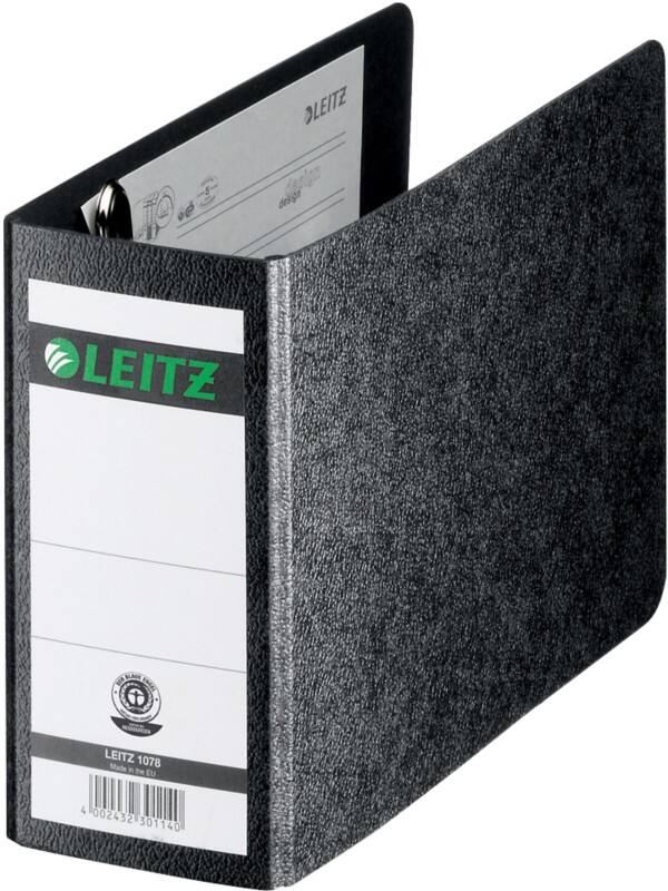 Leitz Ordner A6 80 mm Schwarz 2 Ringe 1078 Hartpappe Wolkenmarmor Querformat