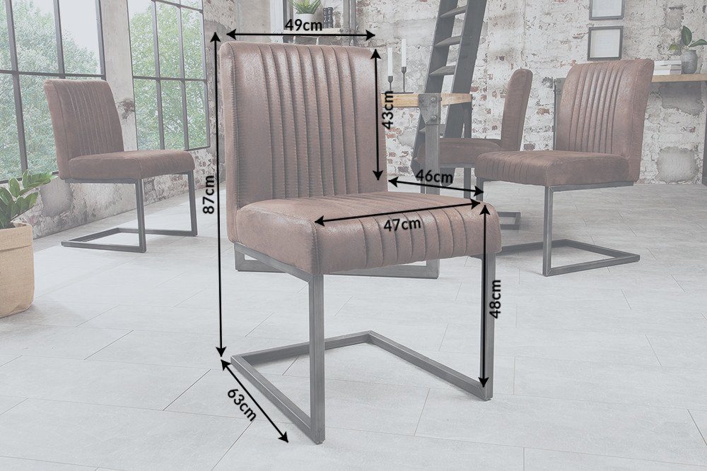 riess-ambiente Freischwinger BIG ASTON FARBWAHL, Esszimmer · Microfaser · Metall · Federkern · Industrial