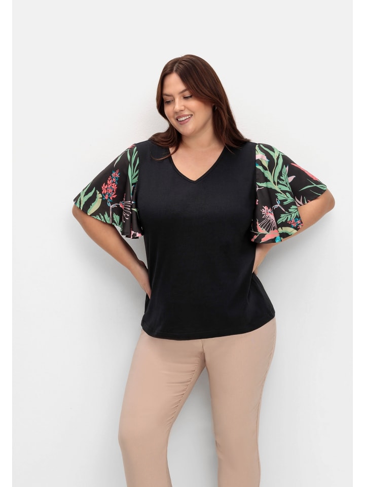 sheego Shirt in schwarz gestreift günstig kaufen