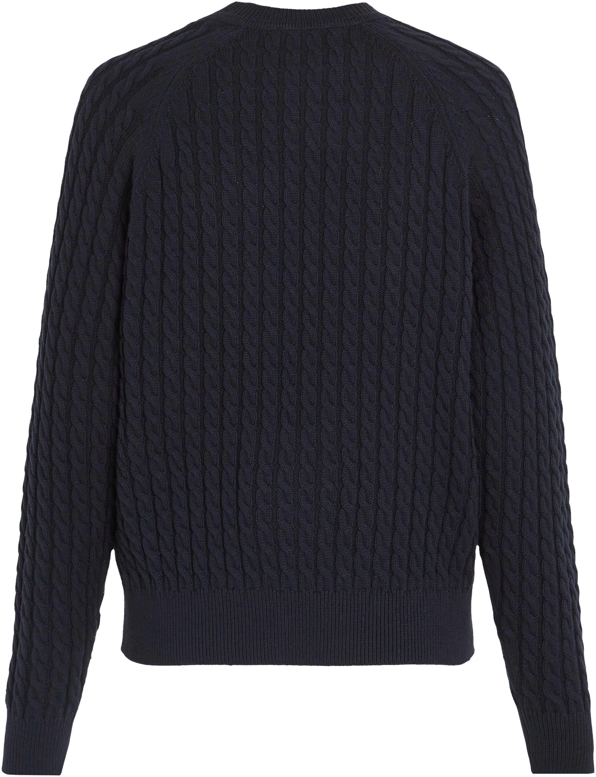 Tommy Hilfiger Rundhalspullover CO CABLE C-NK SWEATER mit Zopfmuster