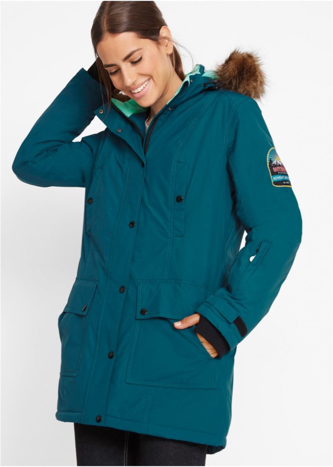 Funktions-Outdoor-Longjacke mit Kapuze