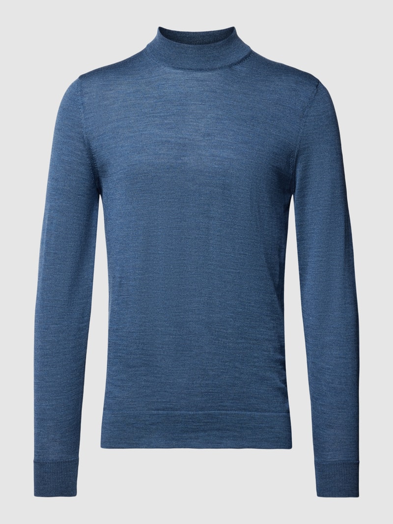 Strickpullover mit Stehkragen Modell 'Marek' in marineblau