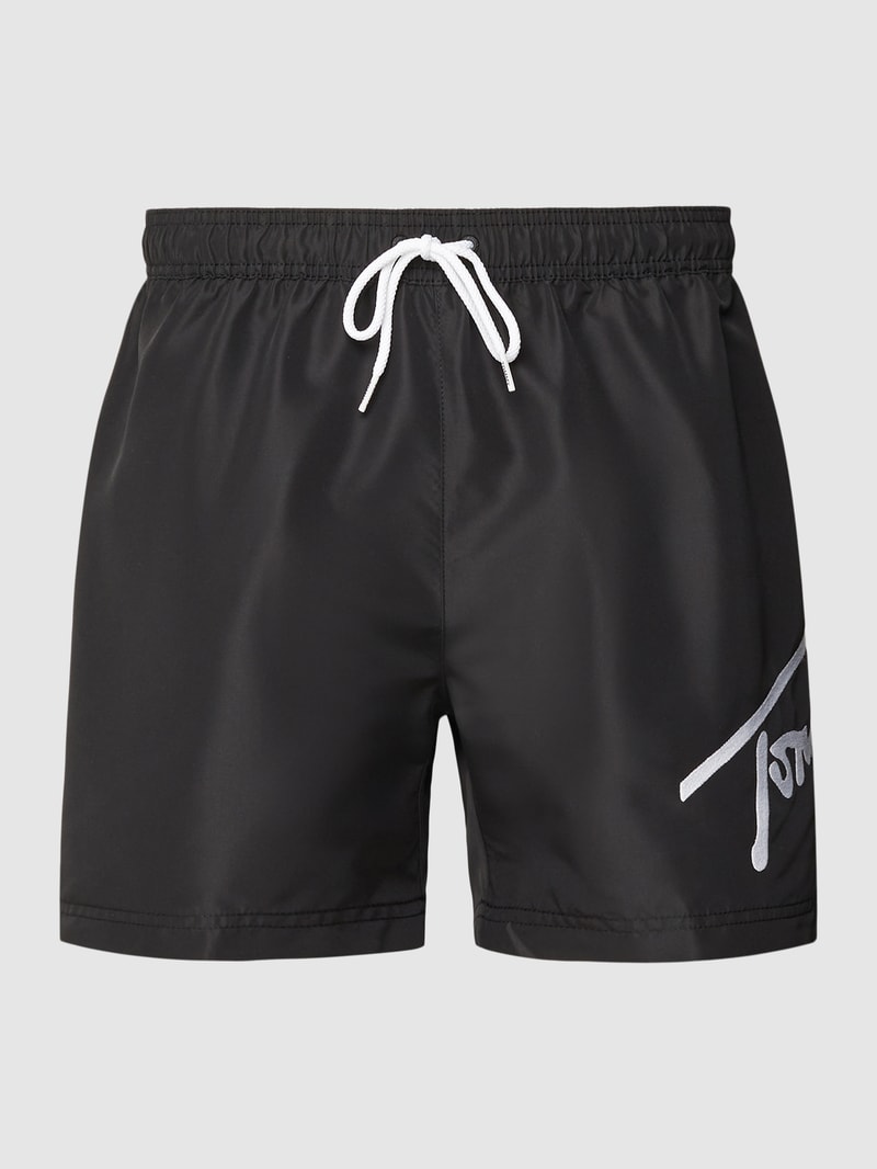 Badehose mit Label-Print in schwarz