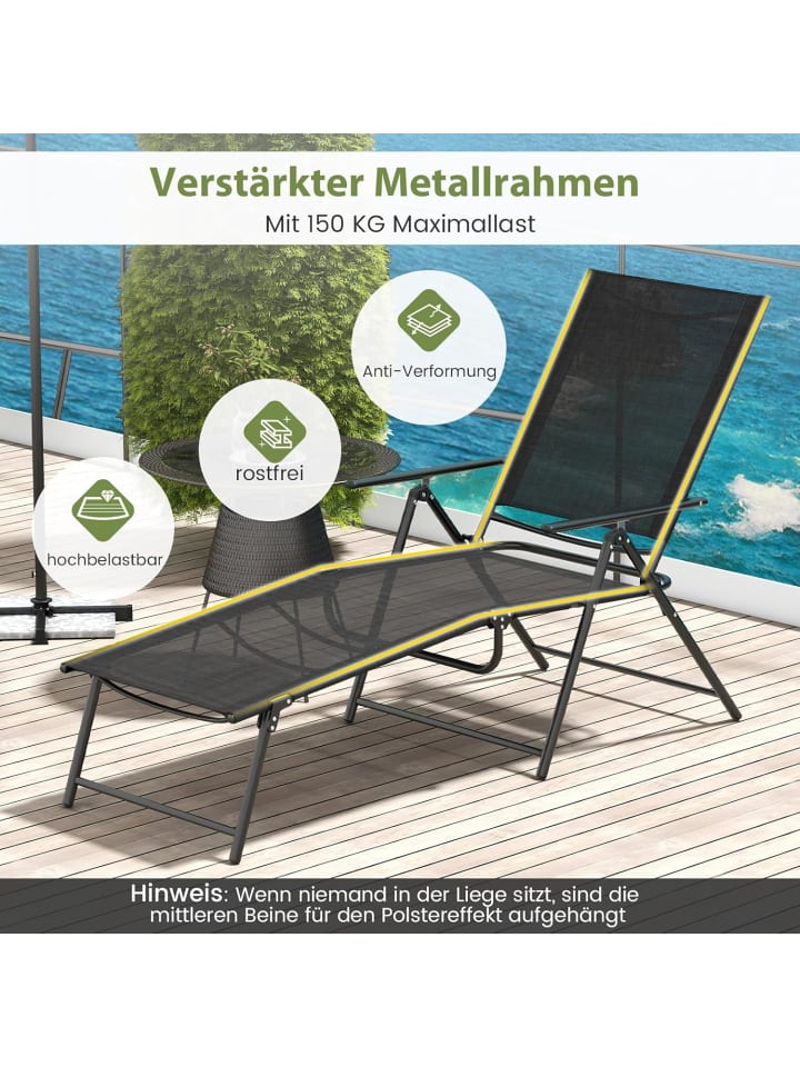 COSTWAY 2er Set Sonnenliege klappbar in Schwarz günstig kaufen onesize