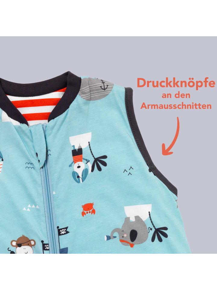 Schlummersack Babyschlafsack, 1.0 TOG in Hellblau-Rot günstig kaufen