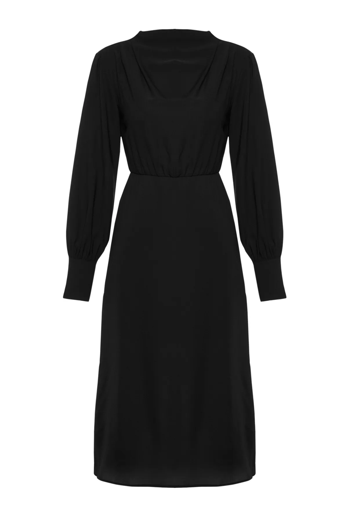 Trendyol Collection  Schwarzes gewebtes Midikleid mit Schlitz TWOAW24EL00851