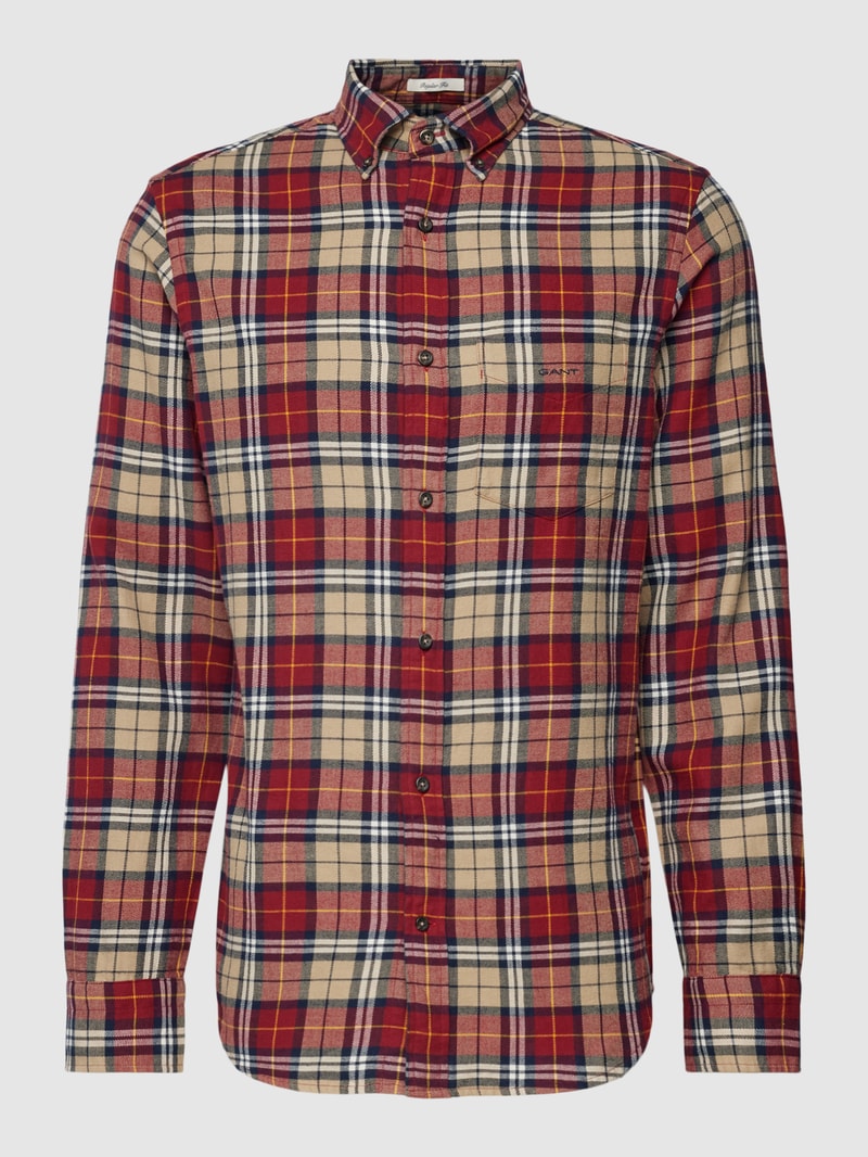 Regular Fit Freizeithemd mit Tartan-Karo in bordeaux rot