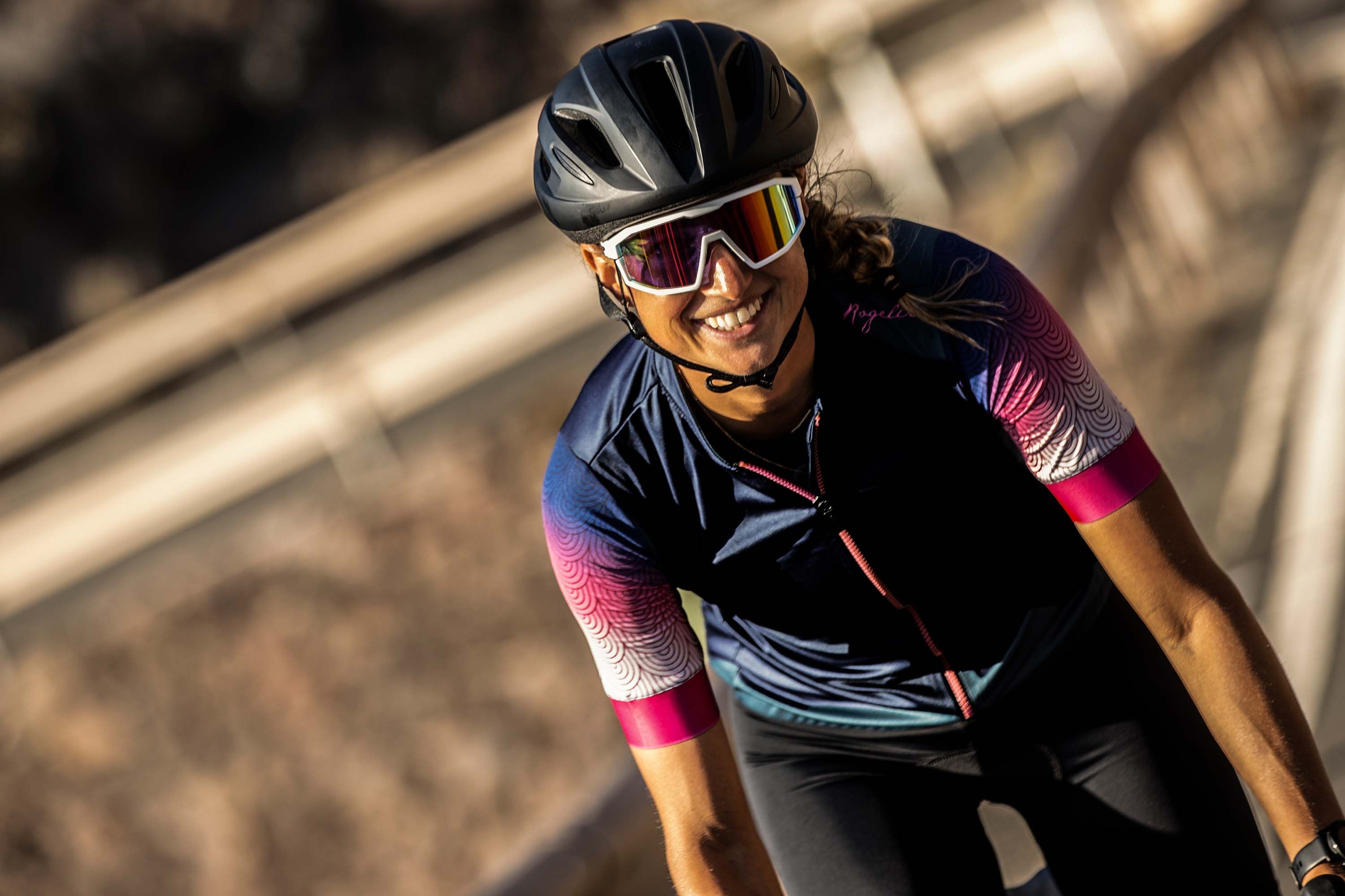 Rogelli Waves Blau/Rosa Damen Radtrikot Kurzarm