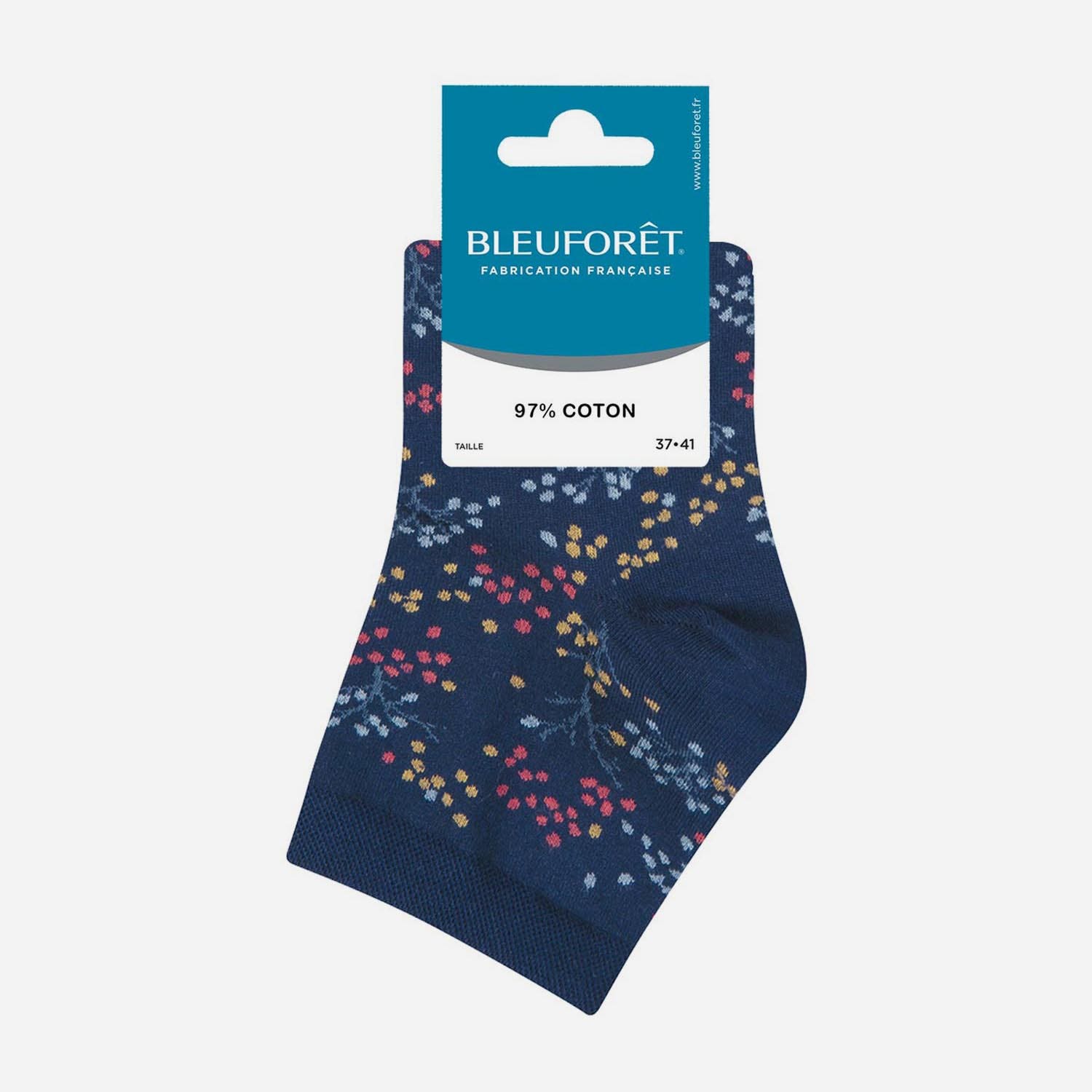 Chaussettes BLEUFORET marine à motif bosquet