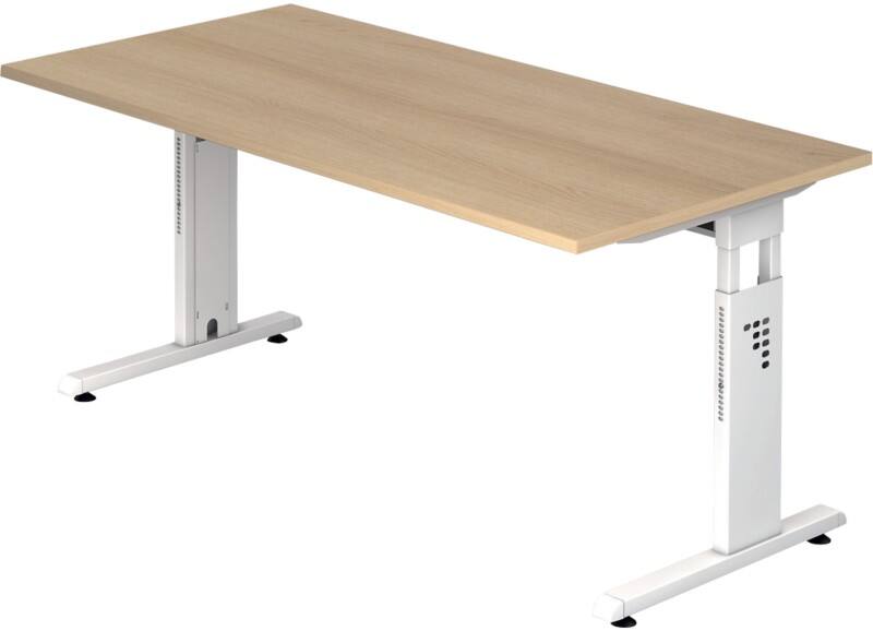 Hammerbacher O-Serie Höhenverstellbar Schreibtisch Rechteckig Eiche Melamin T-Fuß 1.600 x 800 x 650 mm