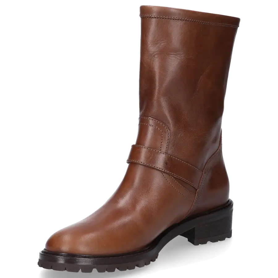 Unützer - Stiefel Kalbsleder Zierschnalle braun - grau