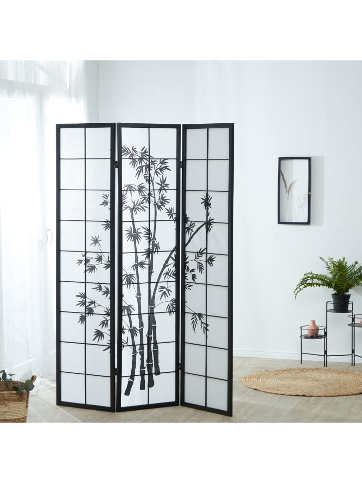 Homestyle4u 3-tlg. Paravent in Schwarz 132x179 günstig kaufen onesize