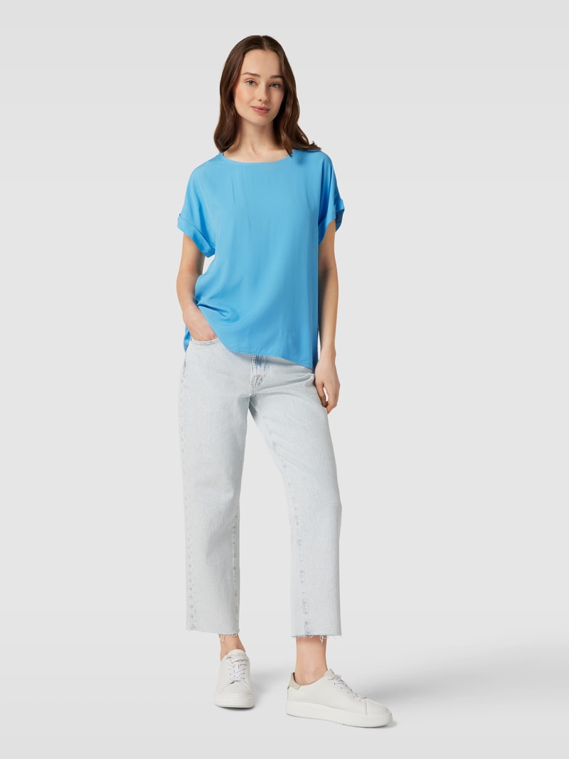 Blusenshirt aus reiner Viskose mit Kellerfalte in blau