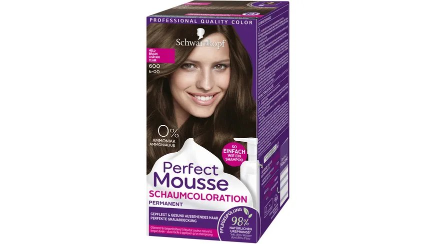 Schwarzkopf Perfect Mousse Schaumcoloration 6-0/600 Hellbraun