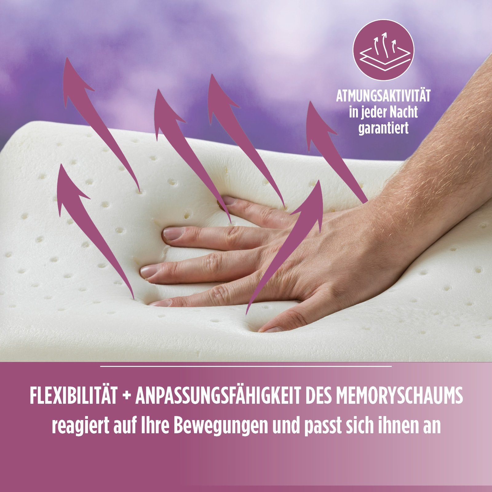 Gänsefederkopfkissen Komfortable Lavendel Memory Classic Kissen – hochwertiger OEKO-TEX, Vitapur