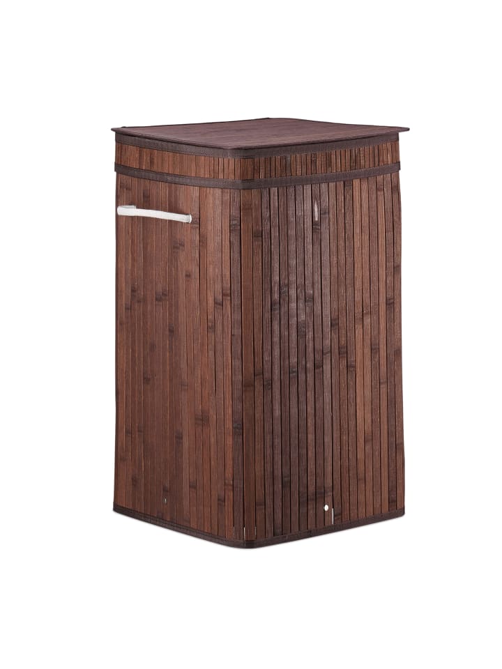 relaxdays Wäschekorb in Braun - (B)36 x (H)63 x (T)36 cm günstig kaufen onesize