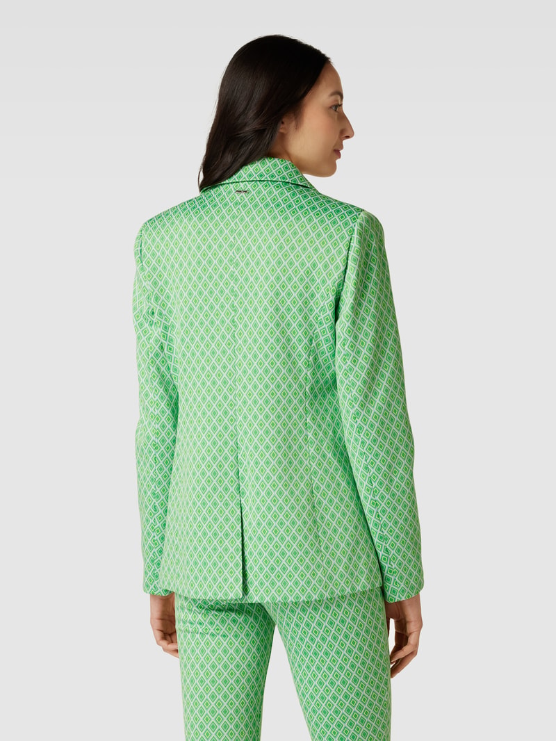 Blazer mit Allover-Muster und Knopfverschluss in hellgrün
